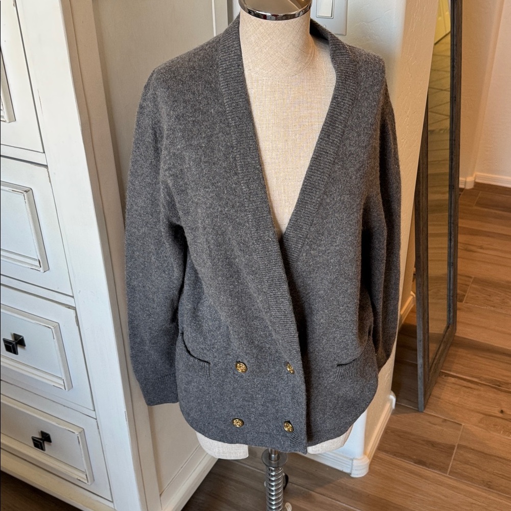 Vintage Lyle & Scott Charcoal double breasted  100% Cashmere sweater